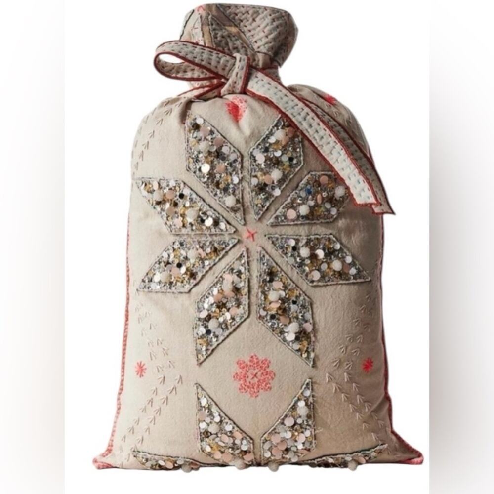NWOT Free People One Perfect Present Holiday Gift Sack Snowflake